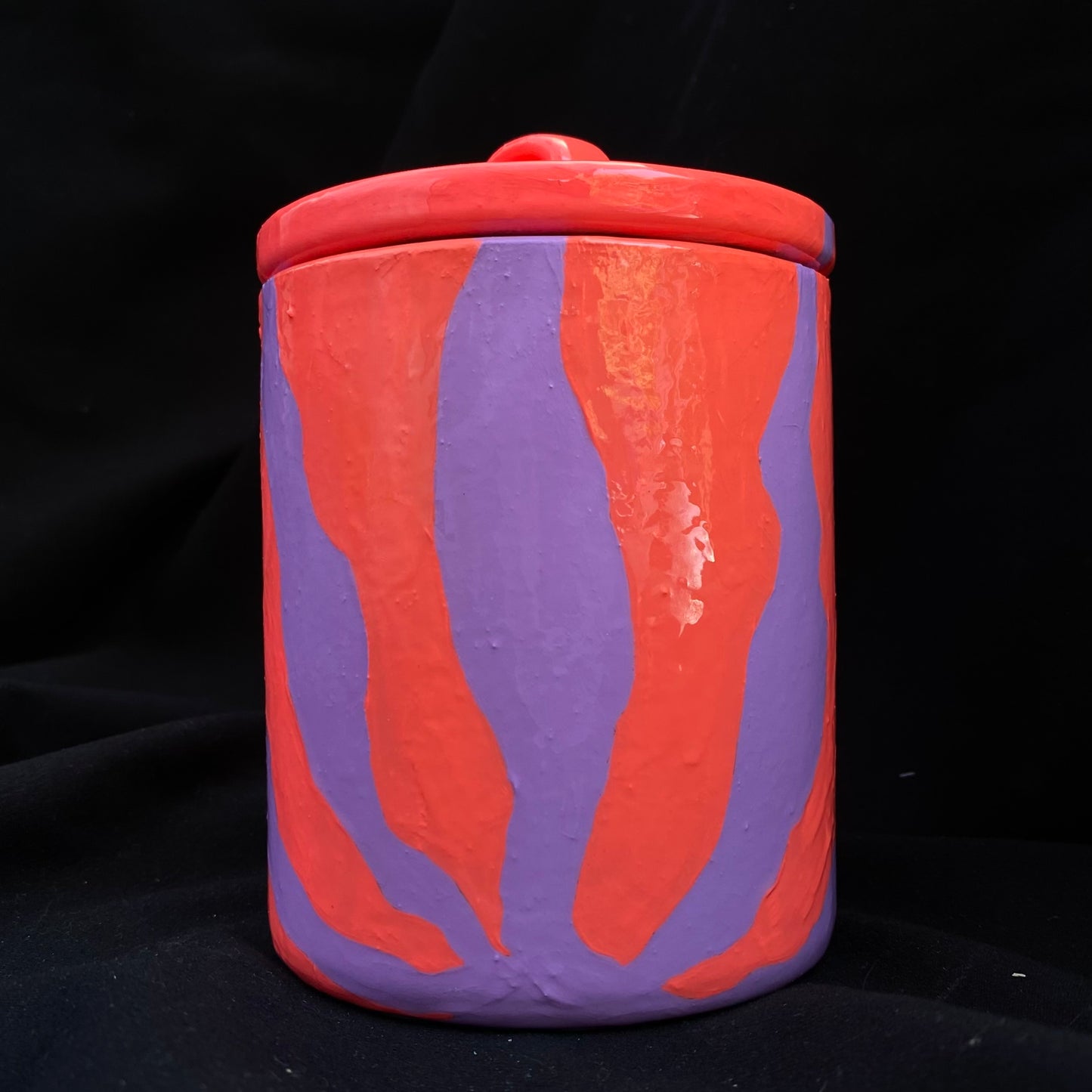 Modern Artifact Ceramic Abstract Purple Flower Canister