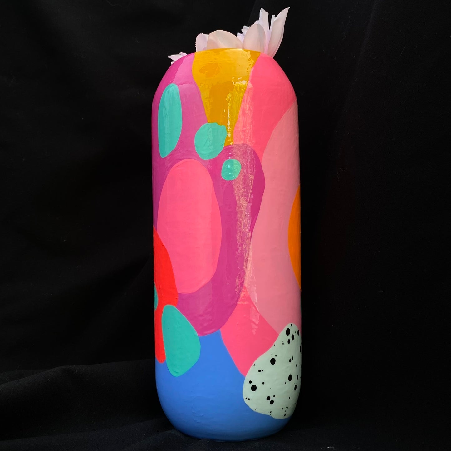 Modern Artifact Vase Blue Bubbles Series