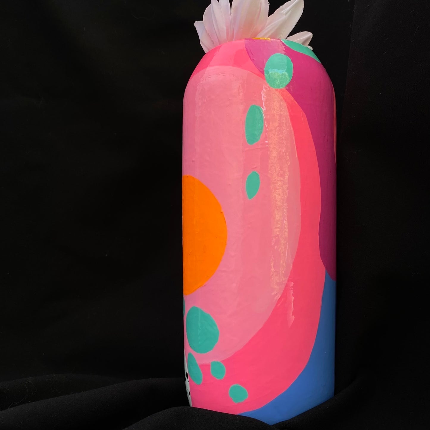 Modern Artifact Vase Blue Bubbles Series
