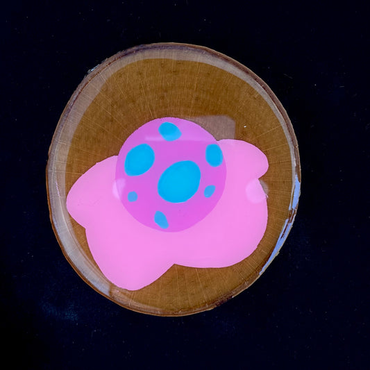 Coaster Birch Wood Pinky Purple Blob Flower