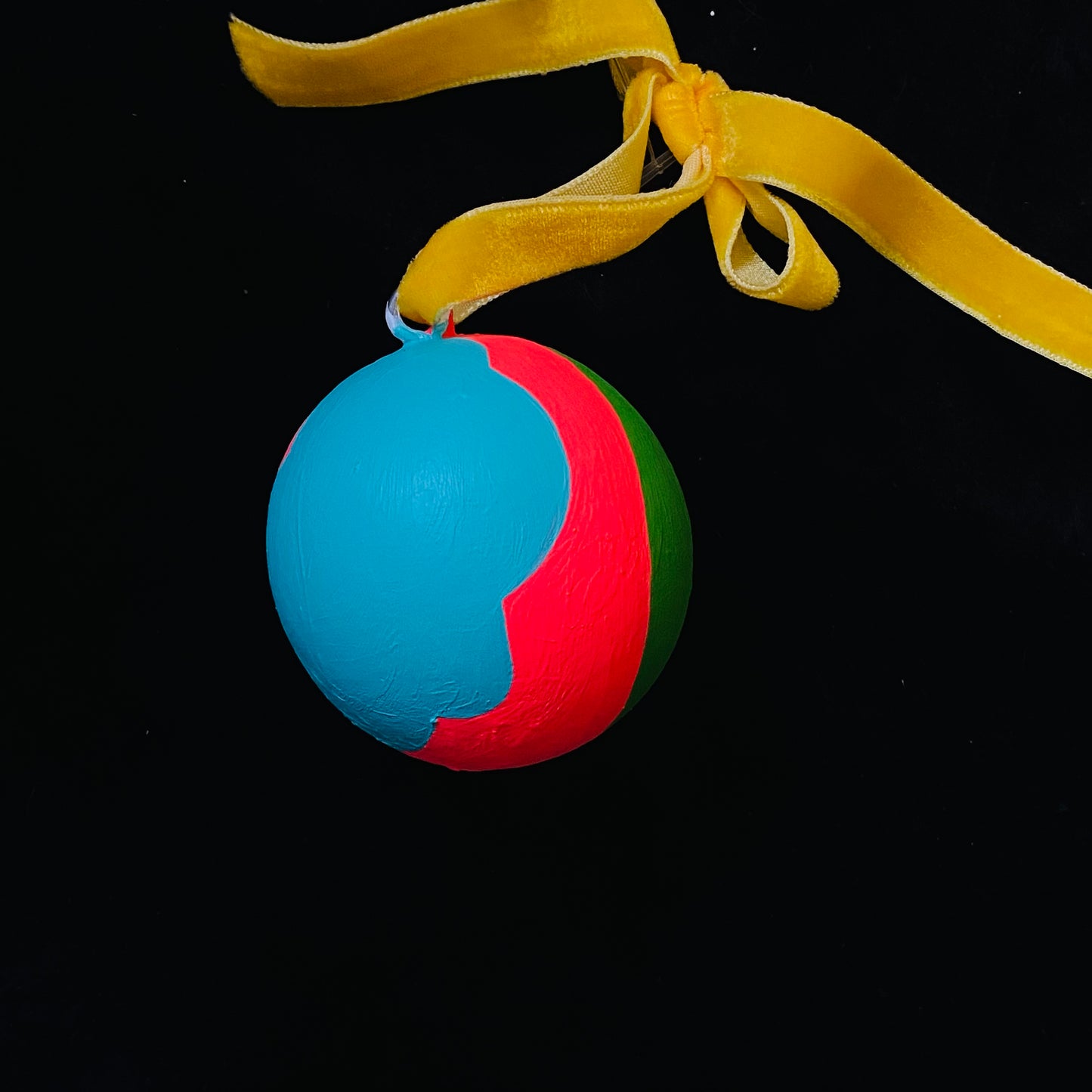 Ornament Painted Wood Ball Abstract Festive Colors