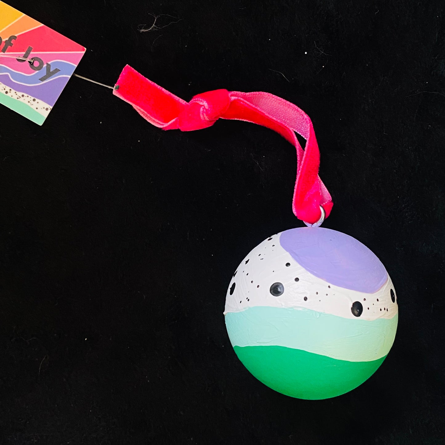 Ornament Painted Wood Ball Abstract Snow Over The Plains