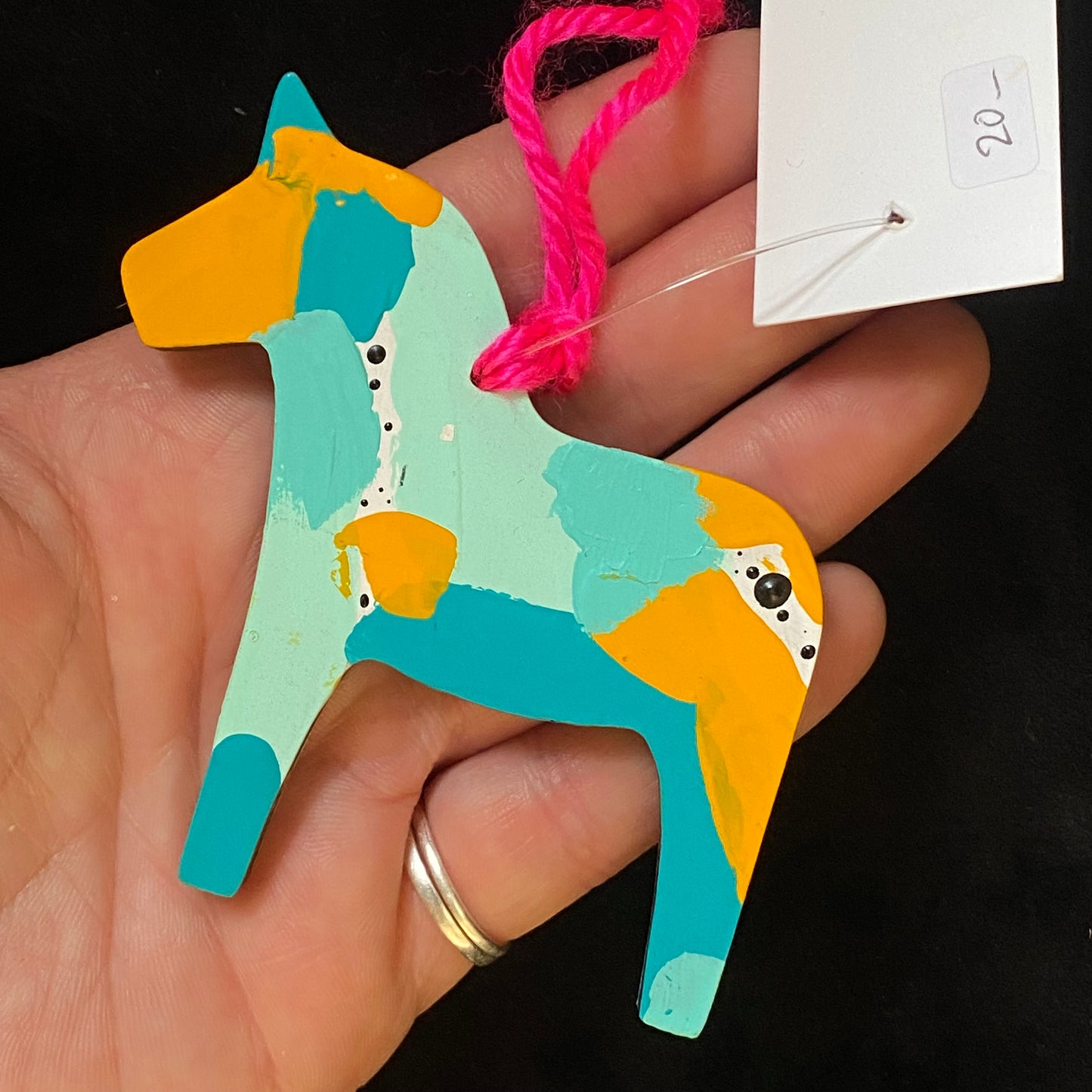 Ornament Dala Horse Blue Abstract Modern Swedish Norwegian