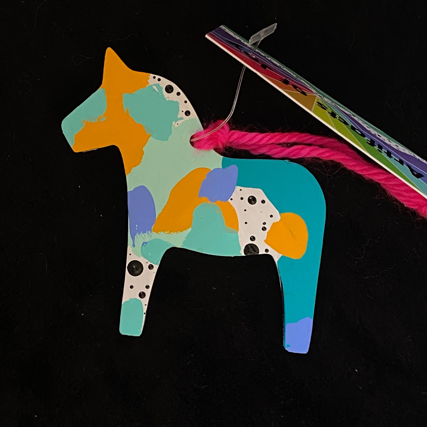 Ornament Dala Horse Modern Scandi Colored With Joy