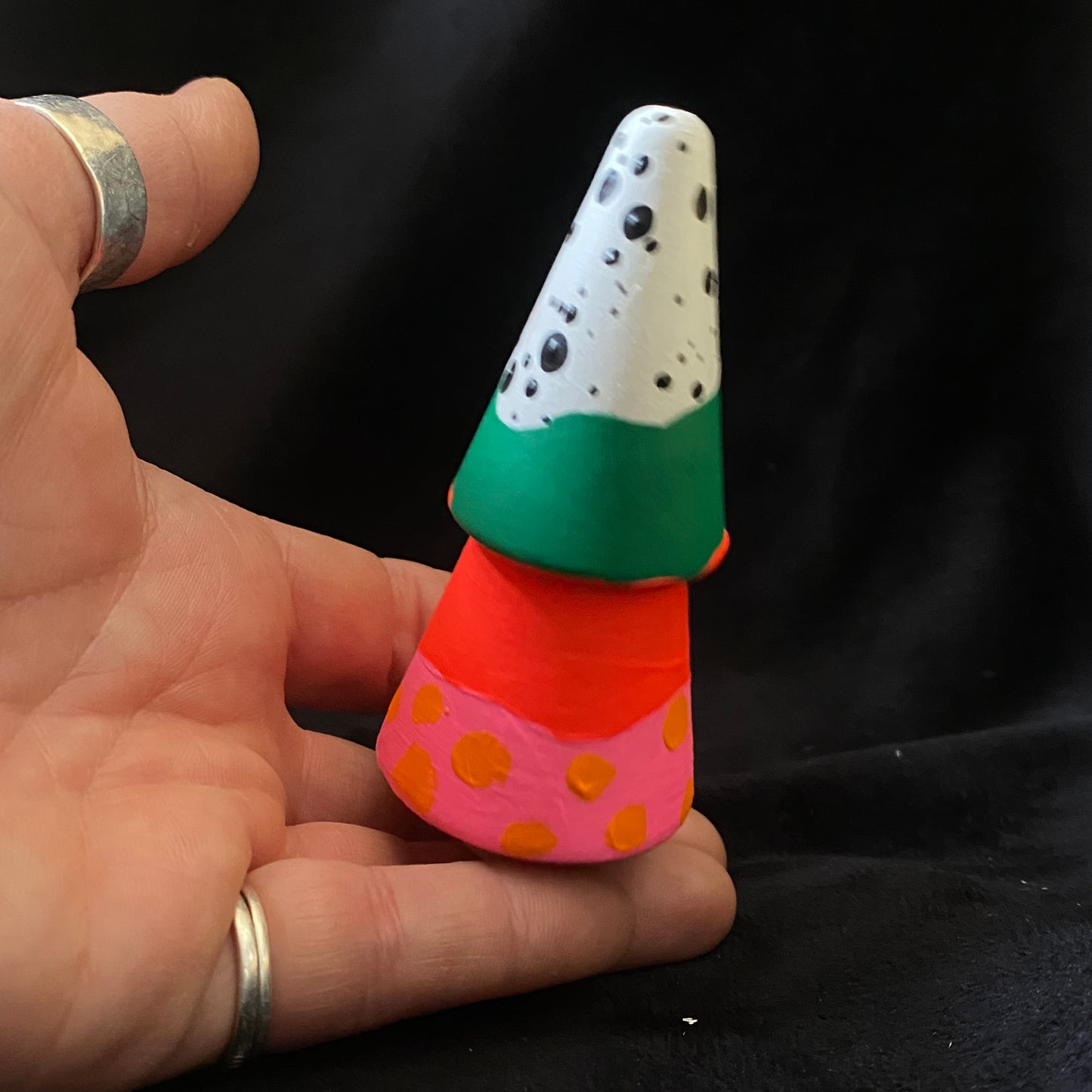 Tree With Trunk Modern Artifact Winter Holiday Pink Red Green Dots