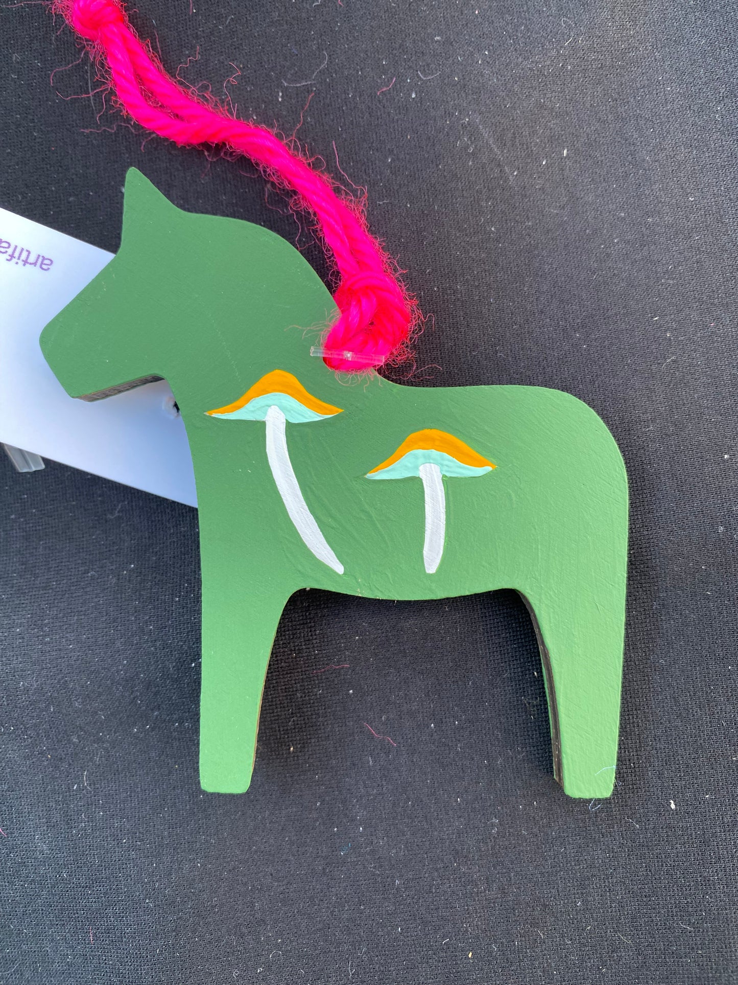 Ornament Dala Horse Yellow Umbrella Mushrooms Modern Swedish Norwegian