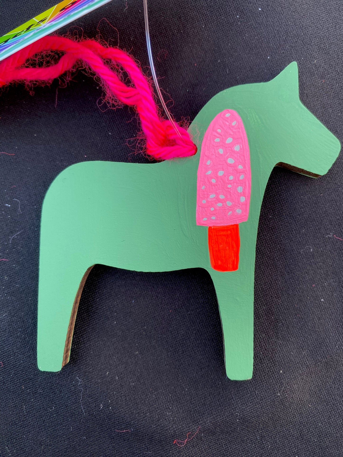 Ornament Dala Horse Pink Morel Mushrooms Modern Swedish Norwegian