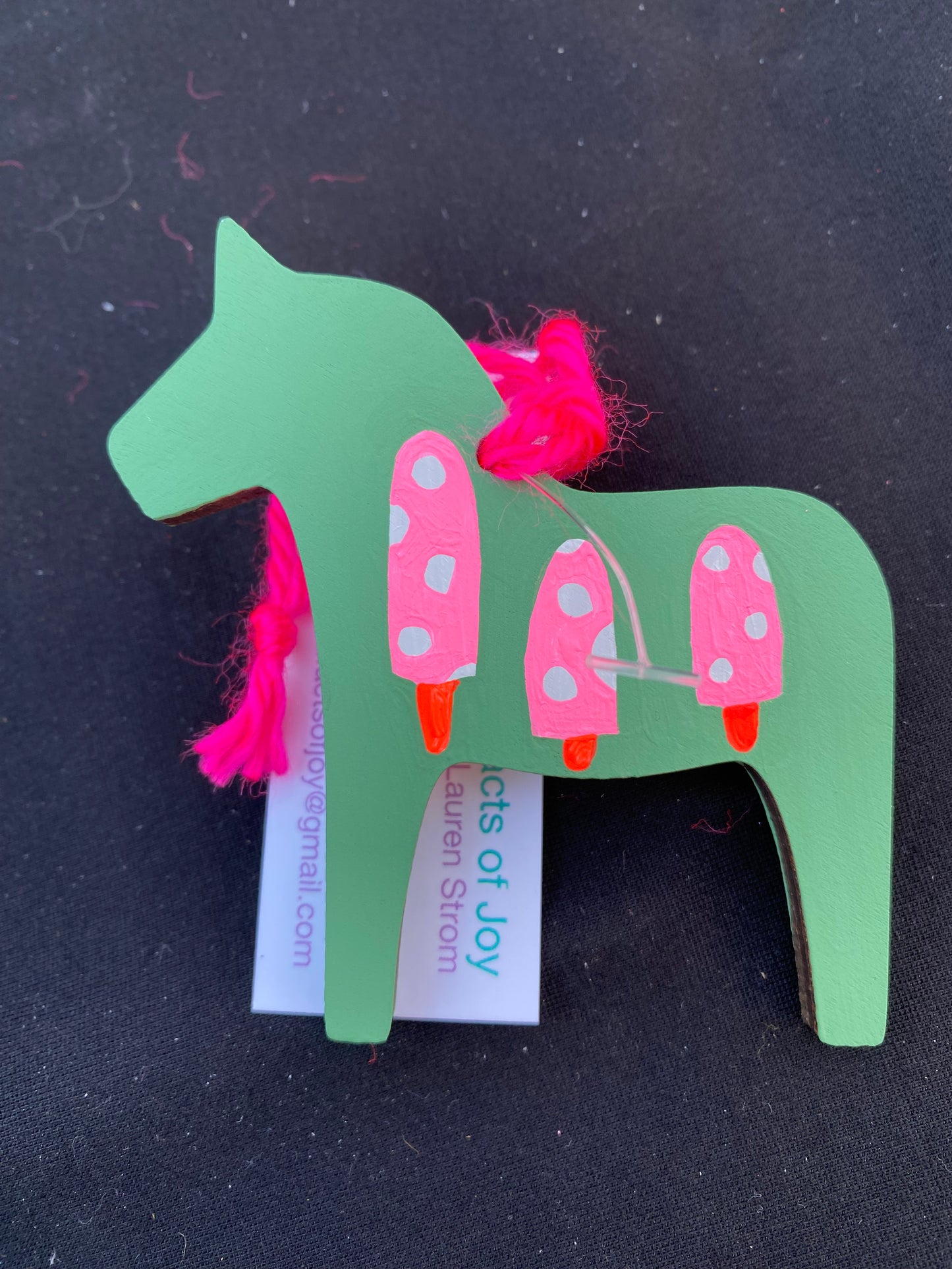 Ornament Dala Horse Pink Morel Mushrooms Modern Swedish Norwegian