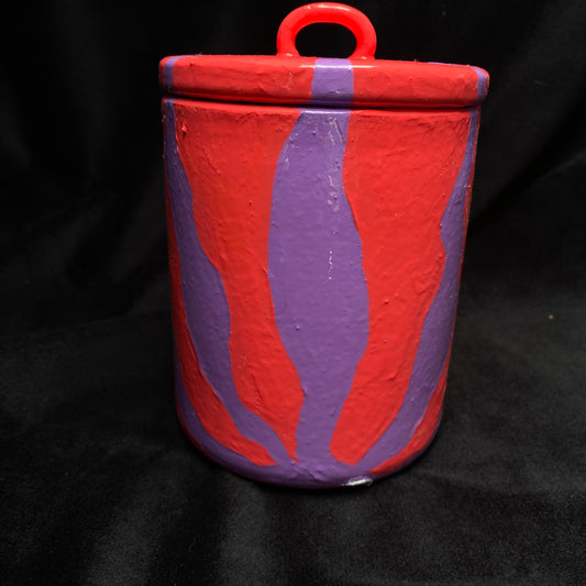 Modern Artifact Ceramic Abstract Purple Flower Canister