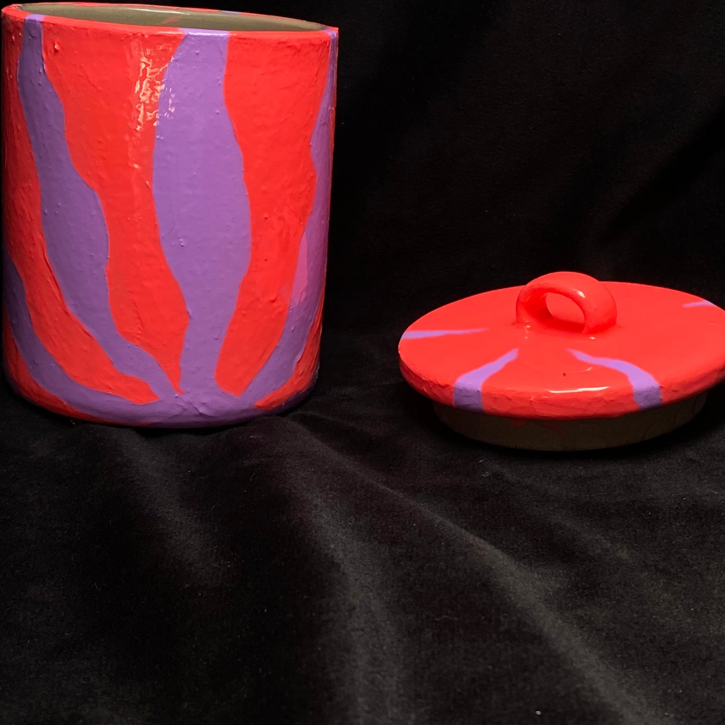 Modern Artifact Ceramic Abstract Purple Flower Canister