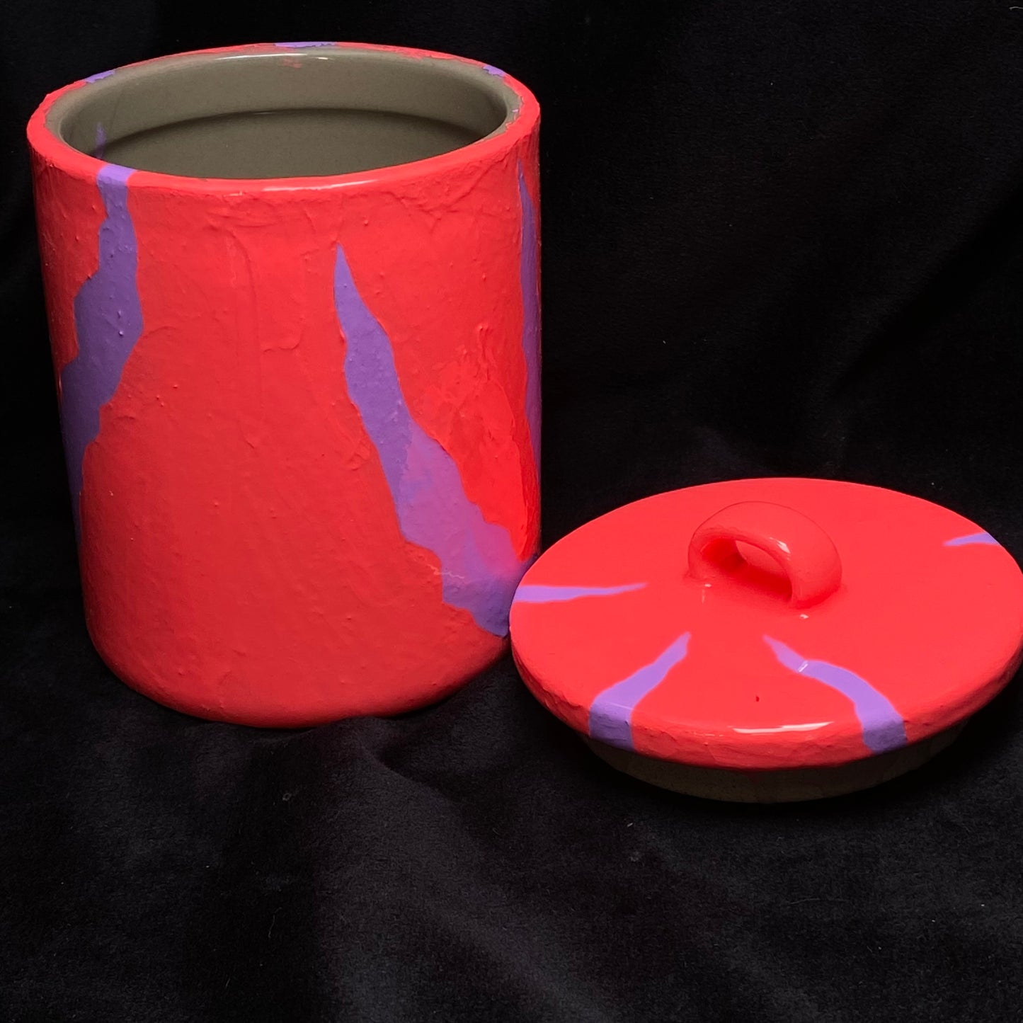Modern Artifact Ceramic Abstract Purple Flower Canister