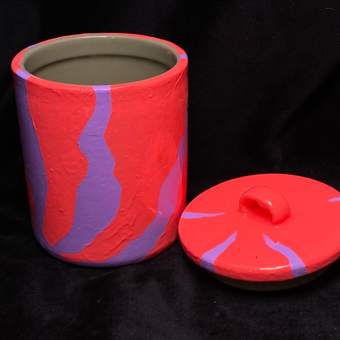 Modern Artifact Ceramic Abstract Purple Flower Canister