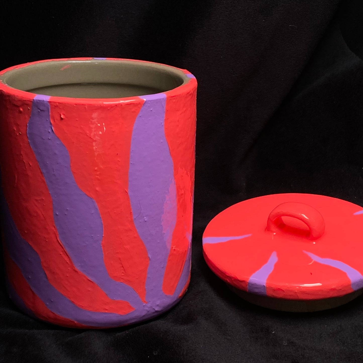 Modern Artifact Ceramic Abstract Purple Flower Canister