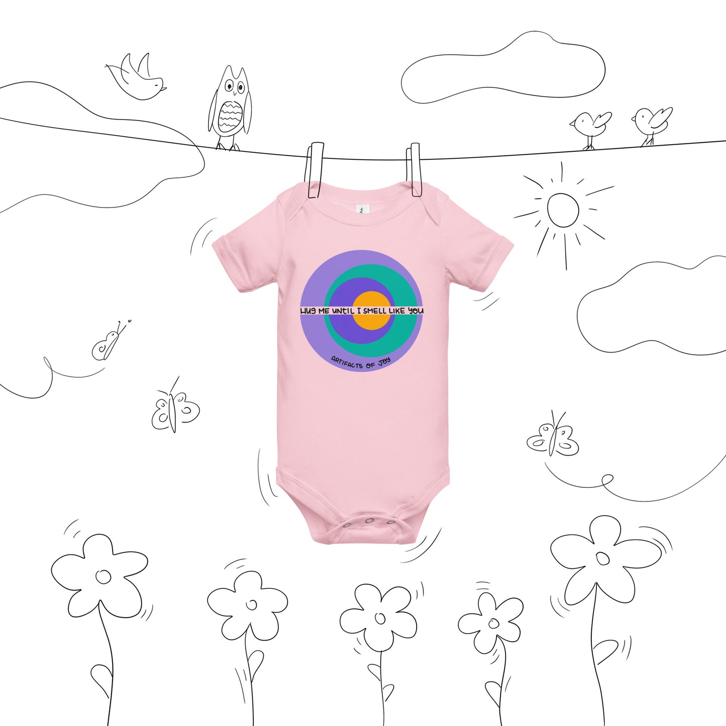 Baby Short Sleeve One Piece Hug Me Until I Smell Like You