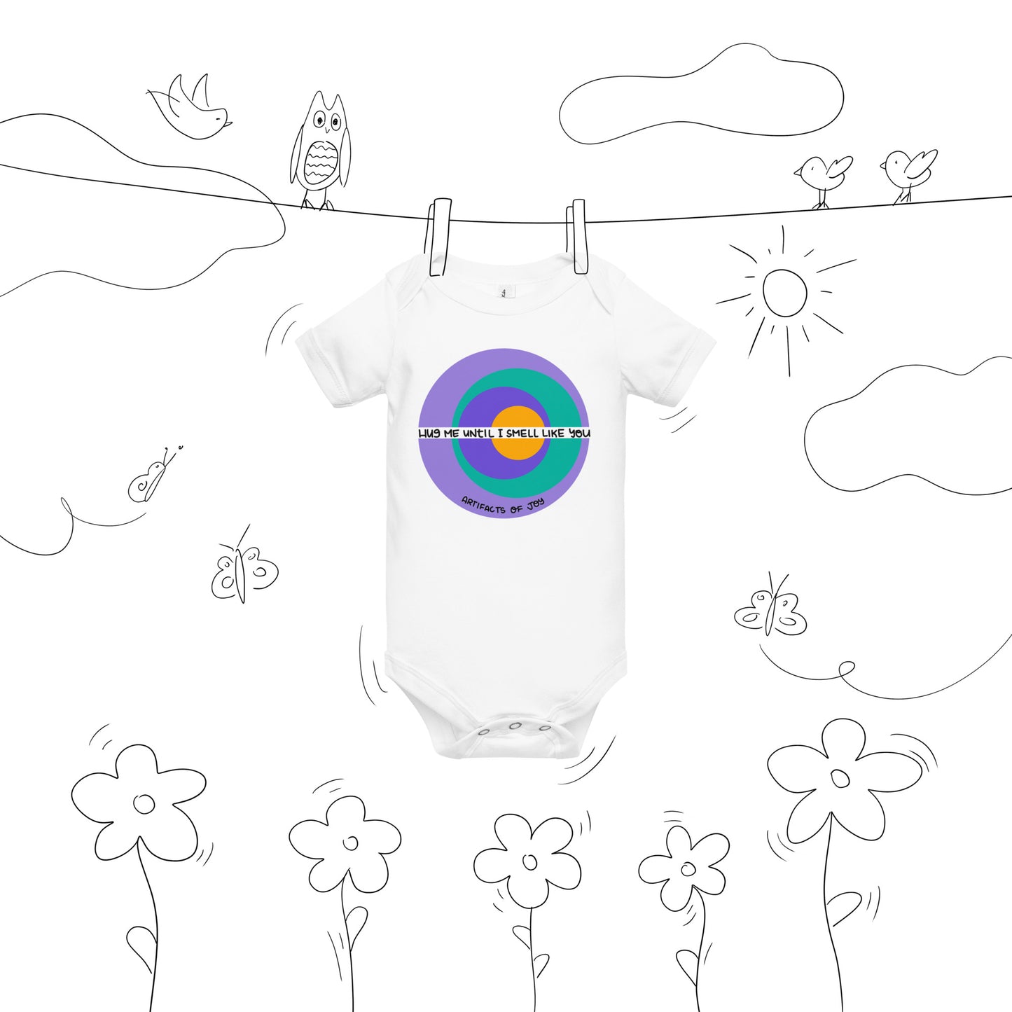 Baby Short Sleeve One Piece Hug Me Until I Smell Like You