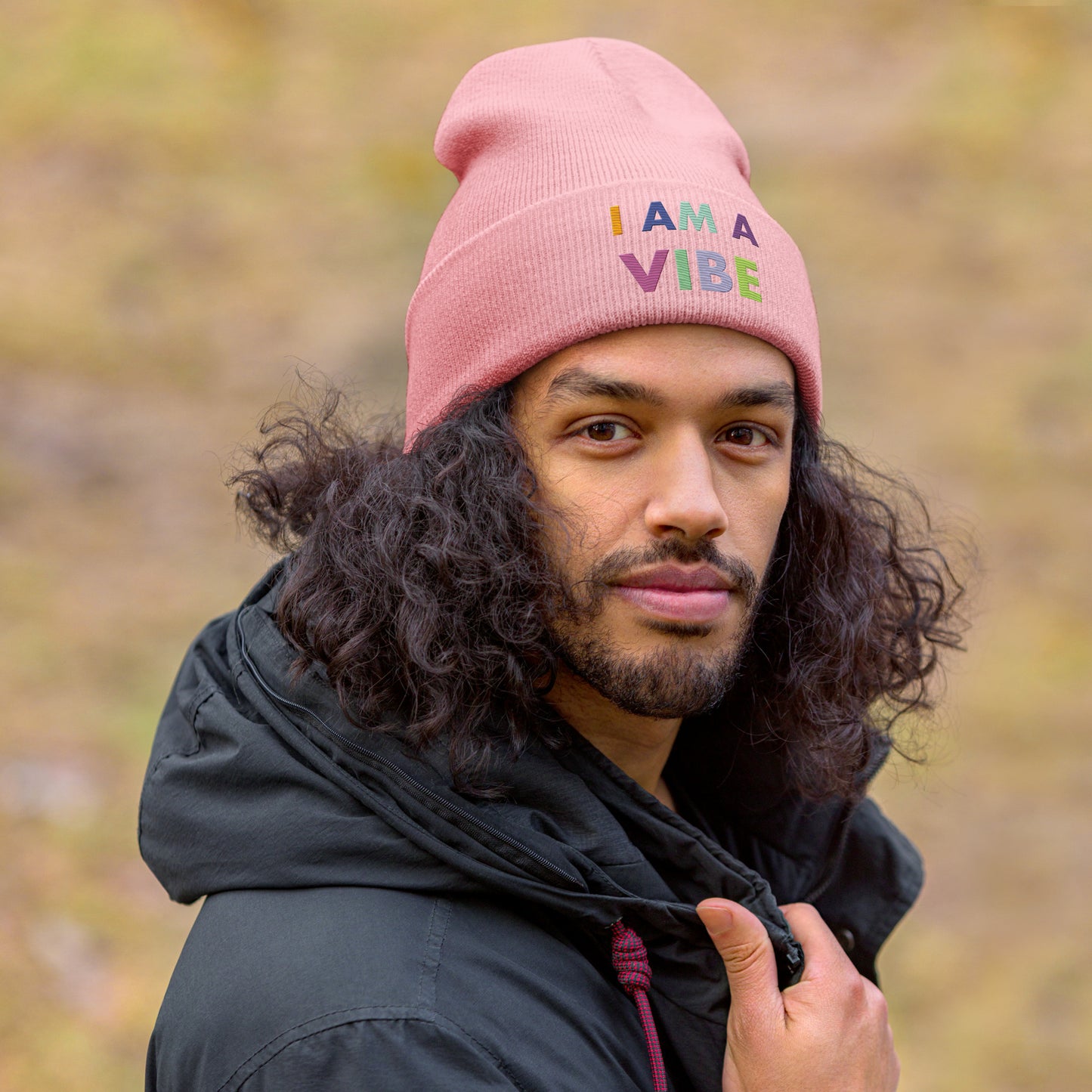 Cuffed Beanie Embroidered Hat I Am A Vibe