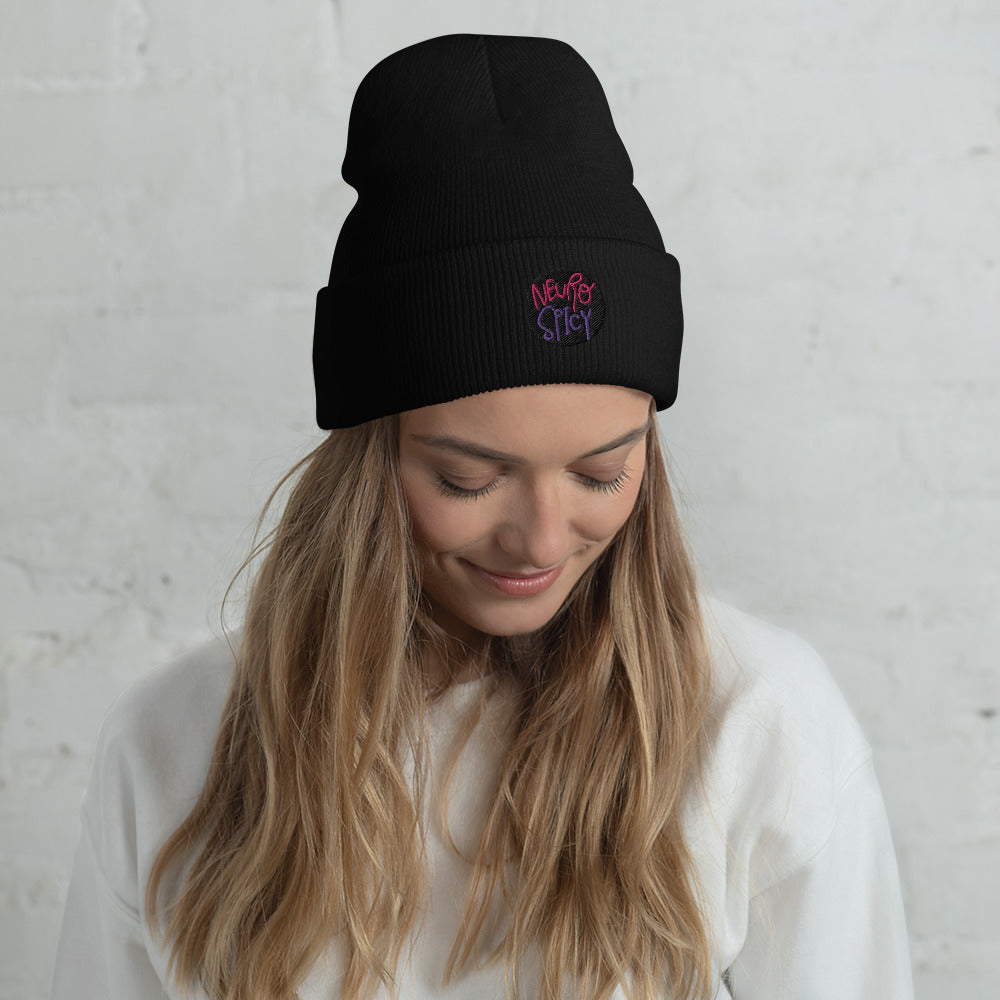 Cuffed Beanie Embroidered Hat Neuro Spicy