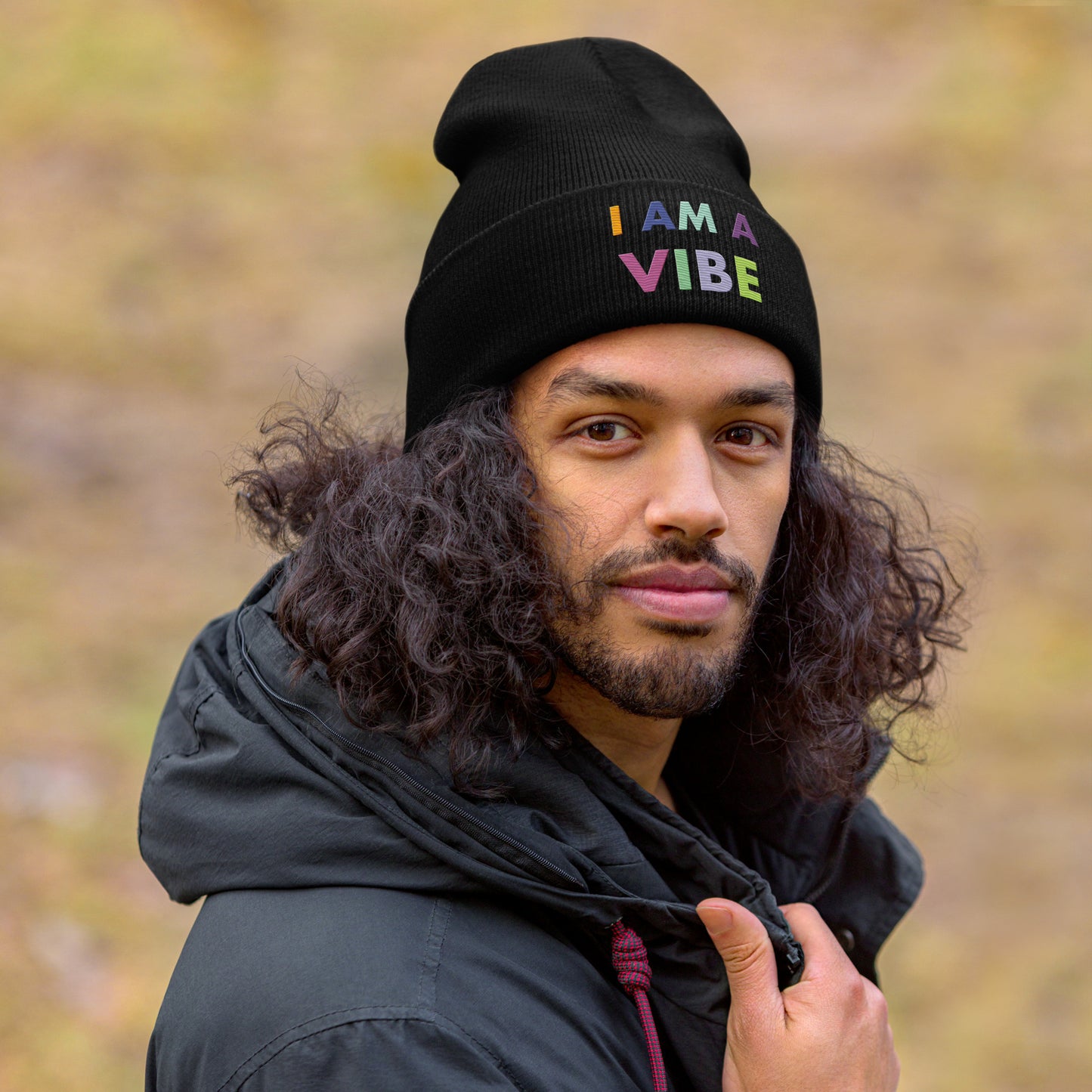 Cuffed Beanie Embroidered Hat I Am A Vibe