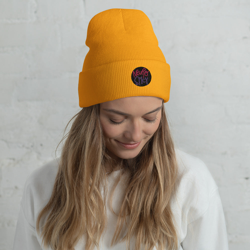 Cuffed Beanie Embroidered Hat Neuro Spicy