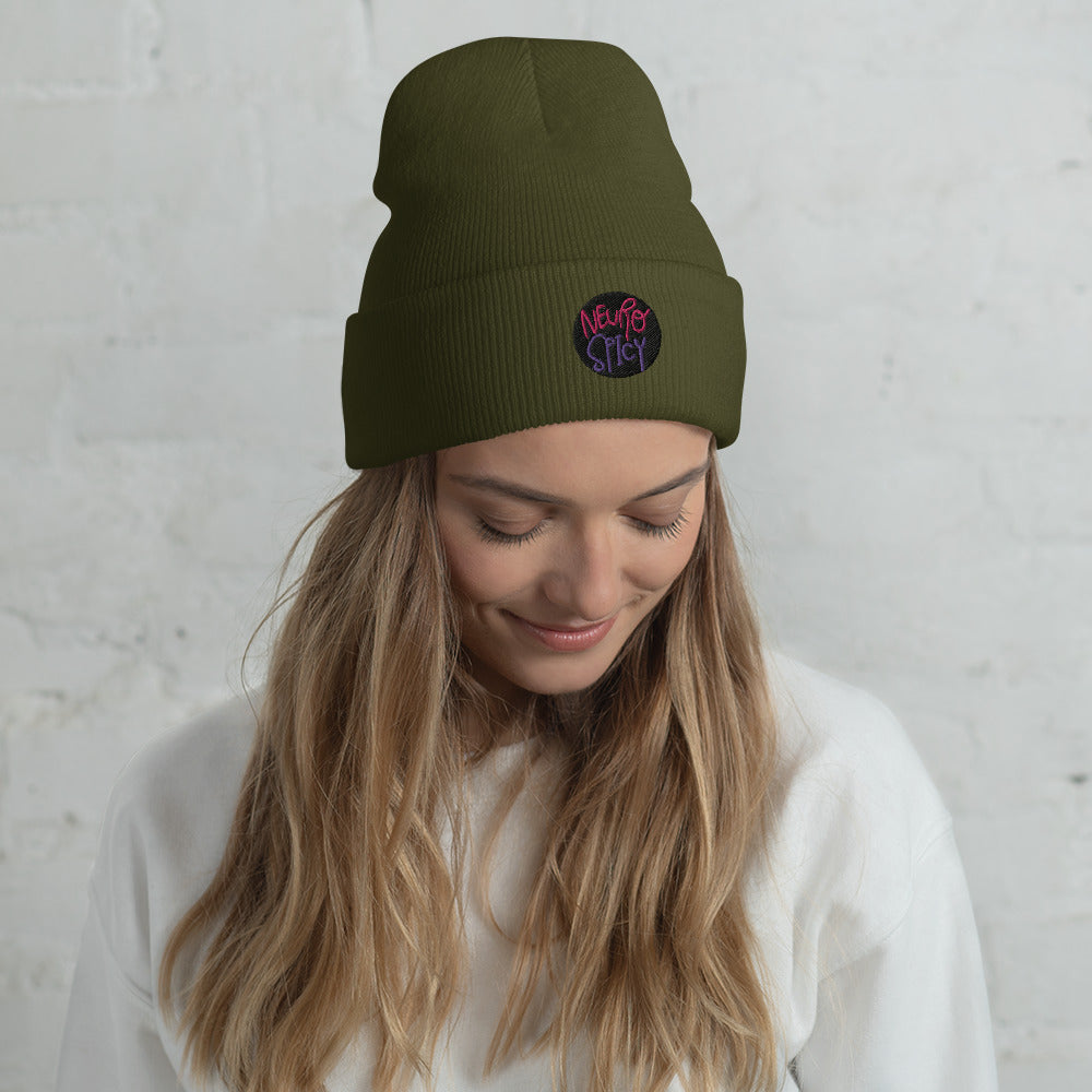 Cuffed Beanie Embroidered Hat Neuro Spicy