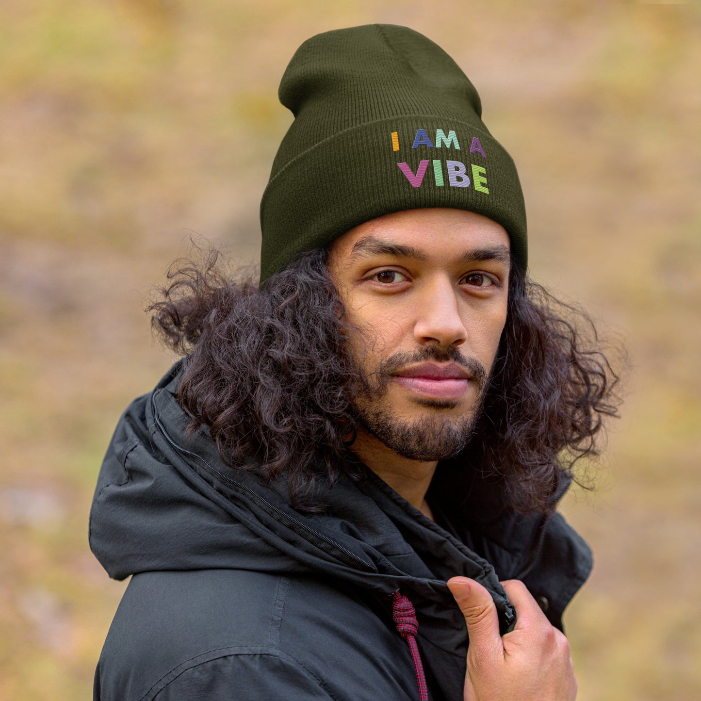 Cuffed Beanie Embroidered Hat I Am A Vibe