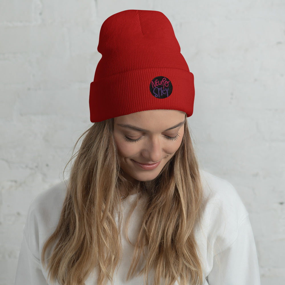 Cuffed Beanie Embroidered Hat Neuro Spicy