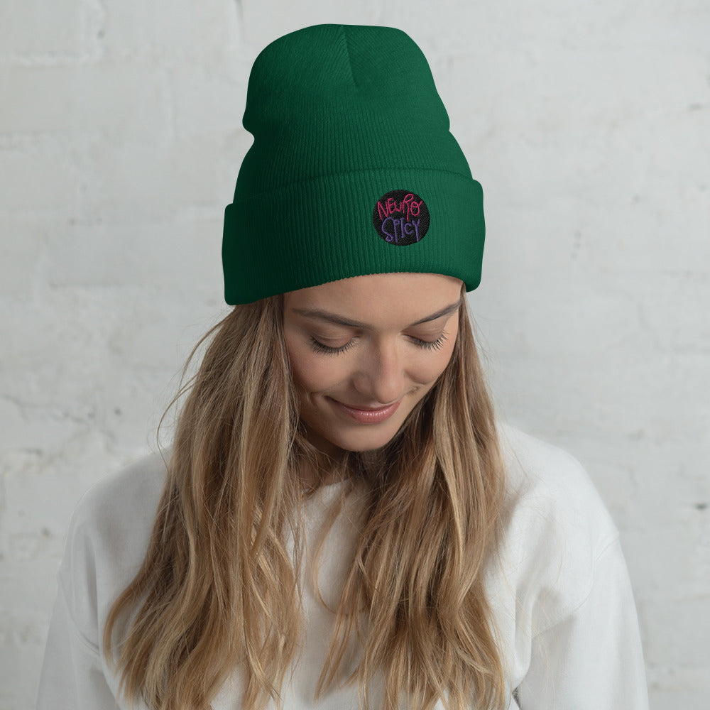 Cuffed Beanie Embroidered Hat Neuro Spicy