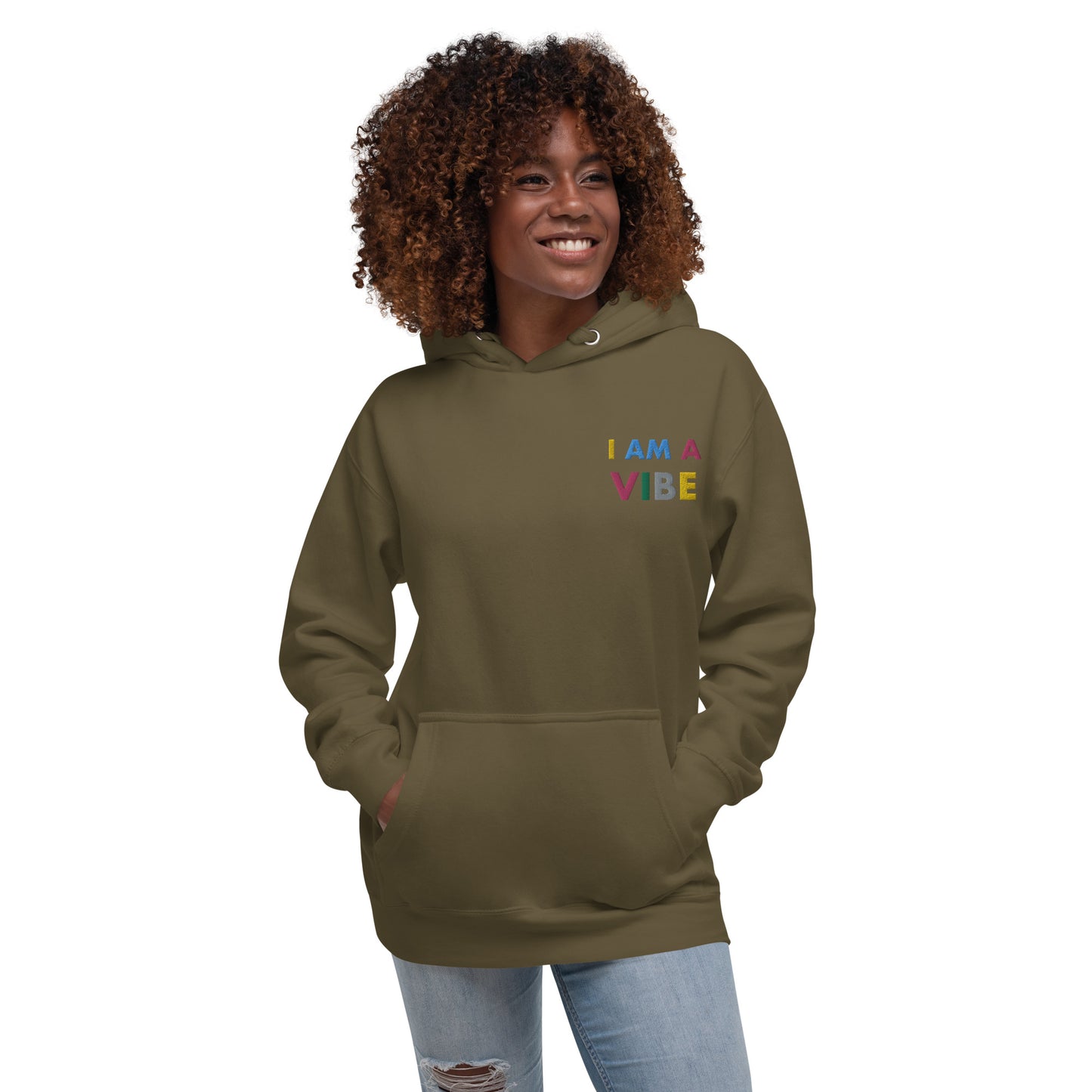 Hoodie Adult Unisex Embroidered Sweatshirt I Am A Vibe