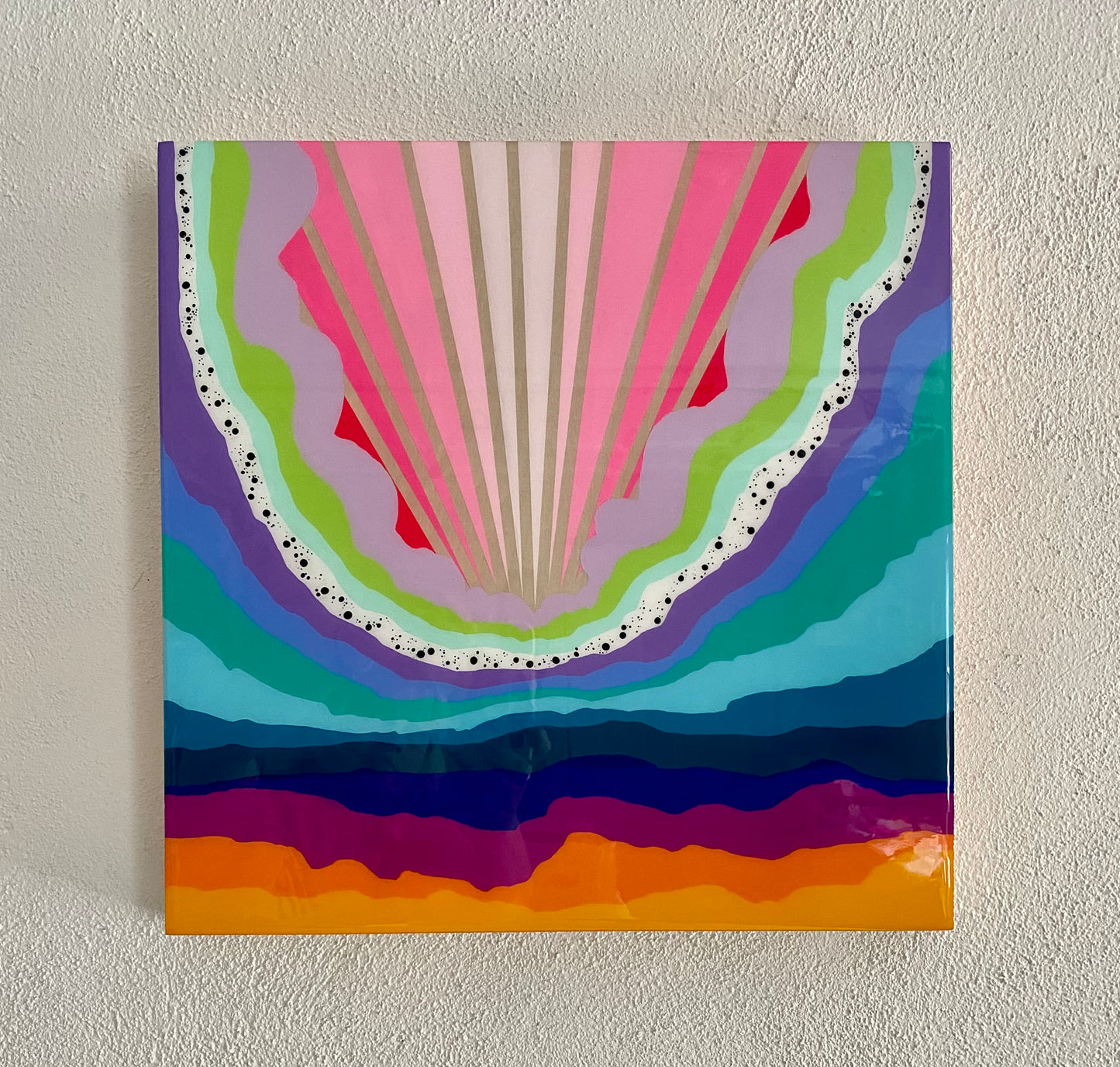 Painting Rainbow Sky Series Pink Sky in the Mountains