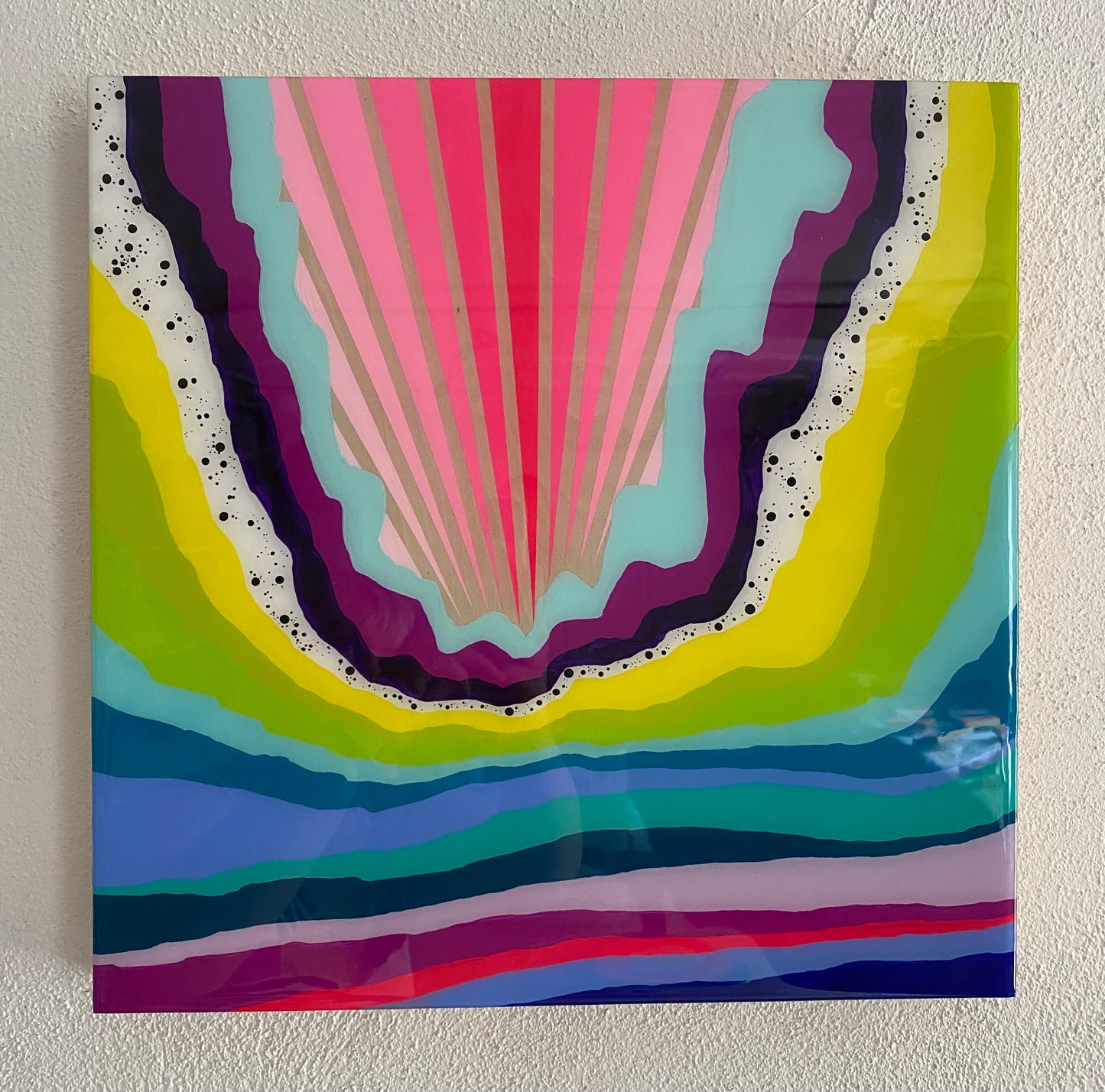 Painting Rainbow Sky Series Neon Pink Sky in the Mountains