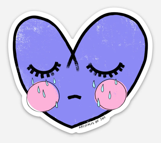 Sticker Heart With Tears - Sad Heart - Crying Heart