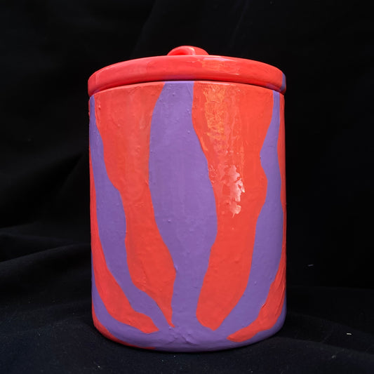 Modern Artifact Ceramic Abstract Purple Flower Canister