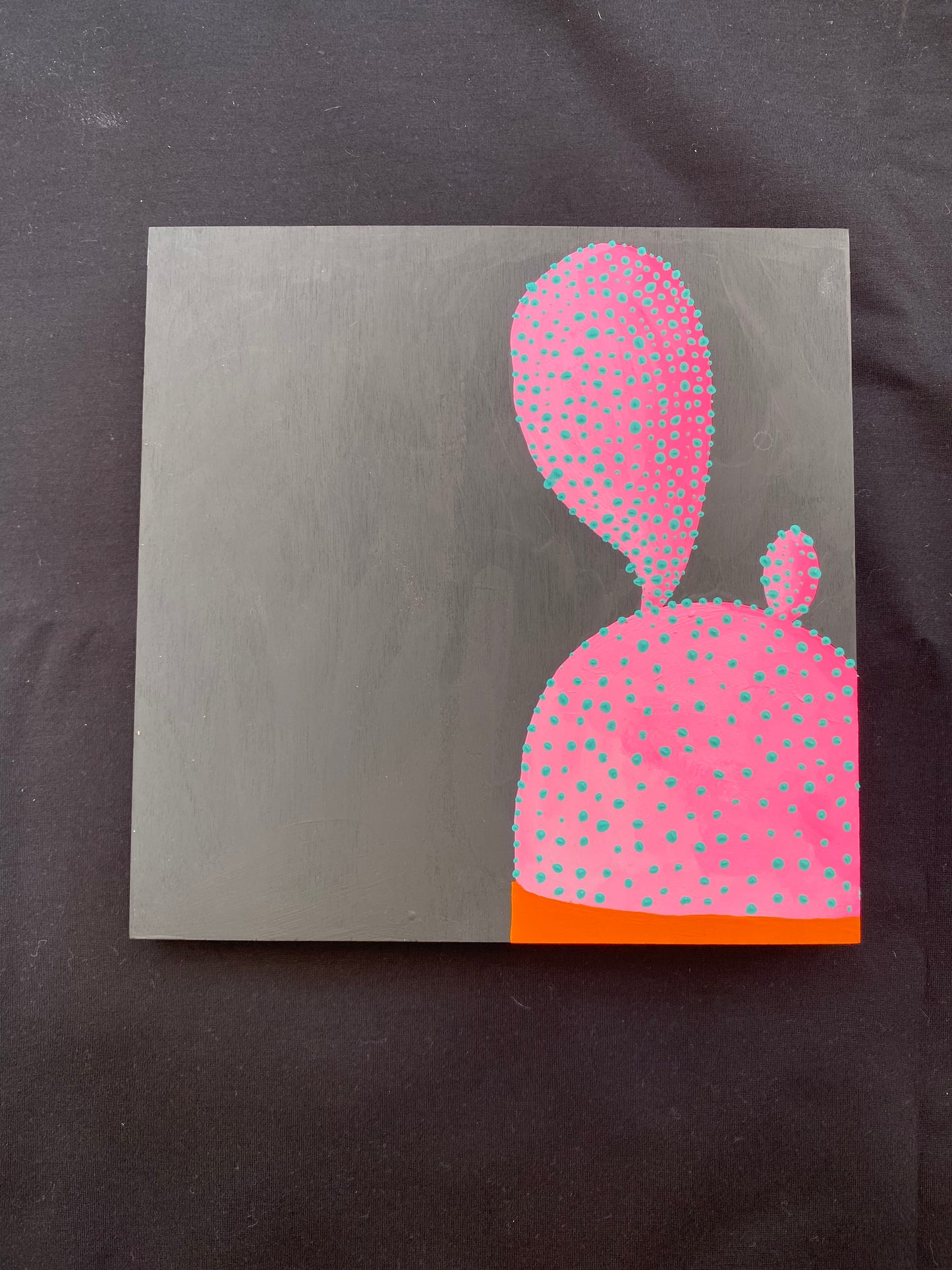 Original Painting Pink Bunny Ear Cactus