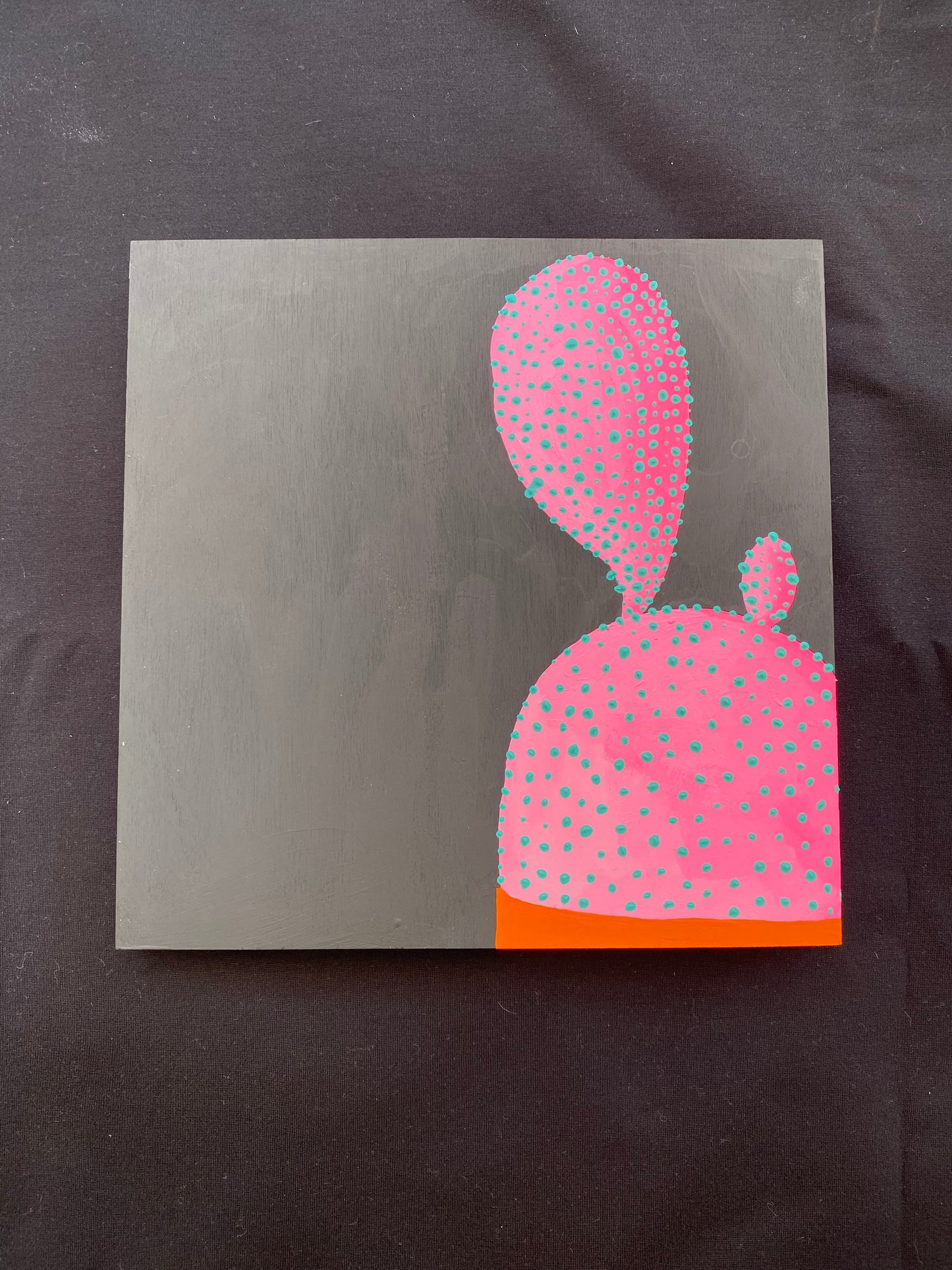 Original Painting Pink Bunny Ear Cactus