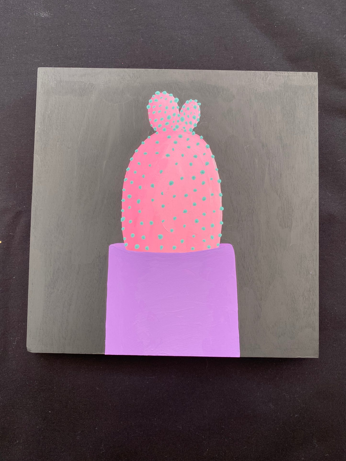 Original Painting Pink Prickly Pear Cactus