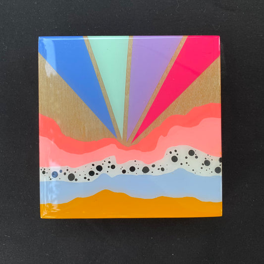Original Painting Rainbow Skies Series Pink Mountains