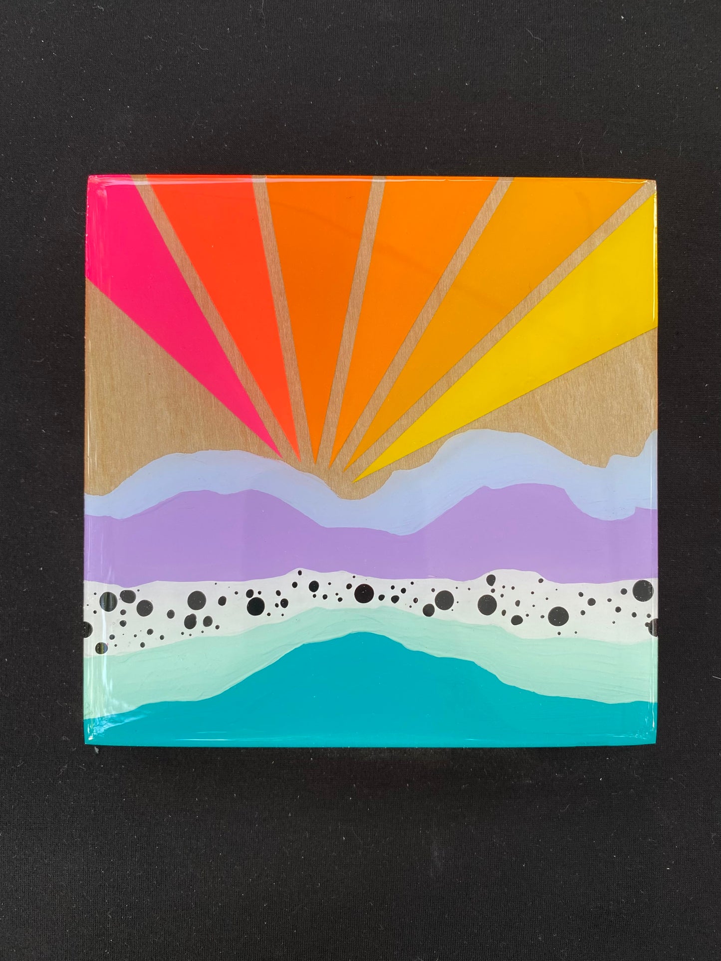 Original Painting Rainbow Skies Series Sunset Over Purple Mountains