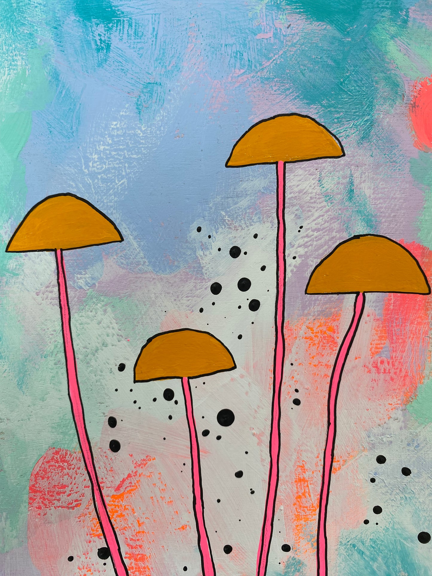 Original Painting Magic Mushroom Para Gymnopus