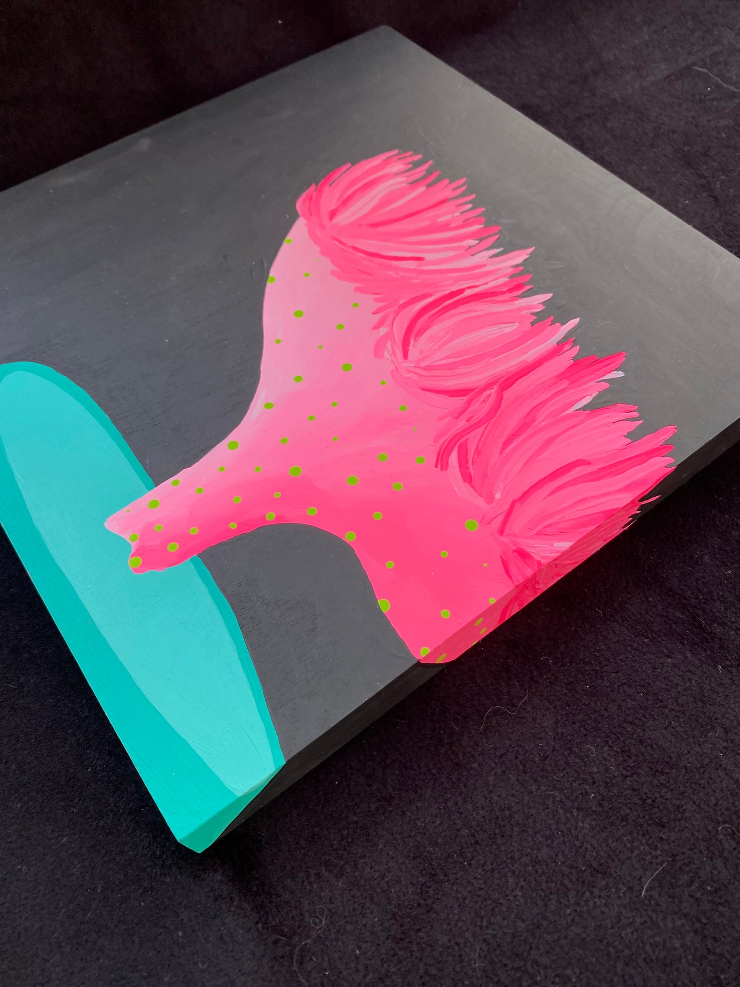 Original Painting Pink Mermaid Tail Cactus