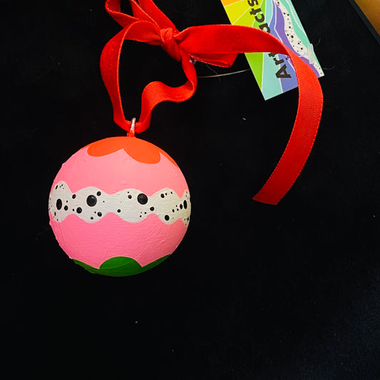 Ornament Painted Wood Ball Look At Those Cute Dots