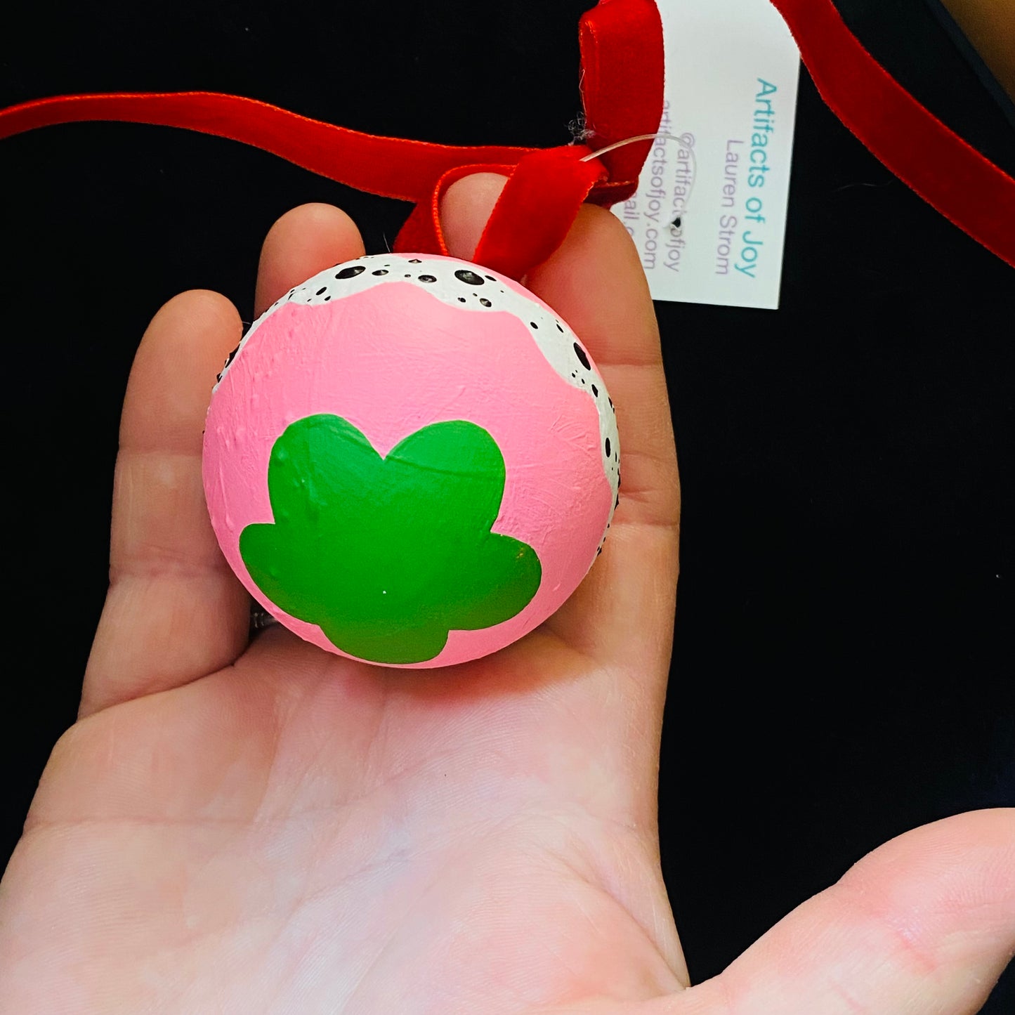 Ornament Painted Wood Ball Look At Those Cute Dots