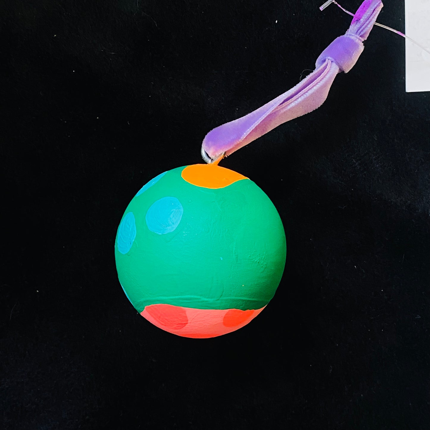 Ornament Painted Wood Ball Festive Holiday Green