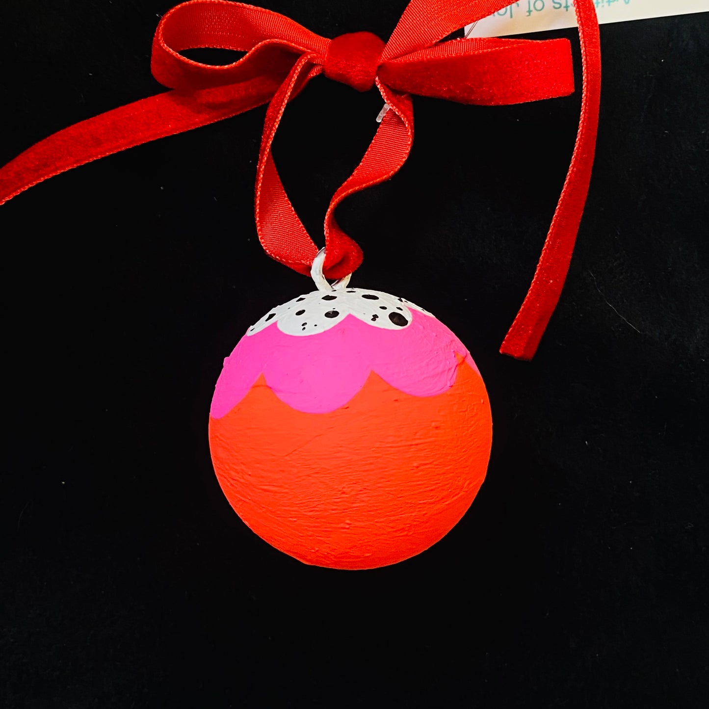 Ornament Painted Wood Ball Abstract Neon Flowers