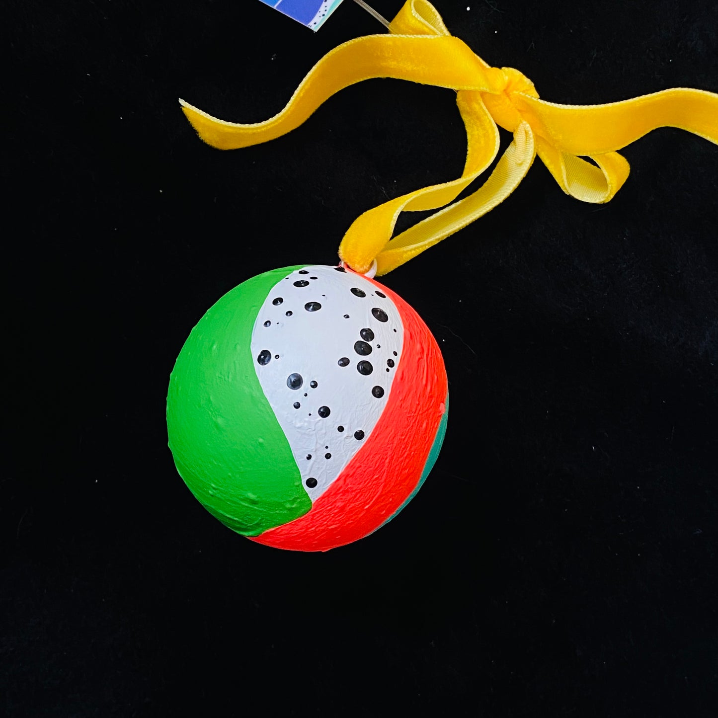 Ornament Painted Wood Ball Abstract Festive Colors