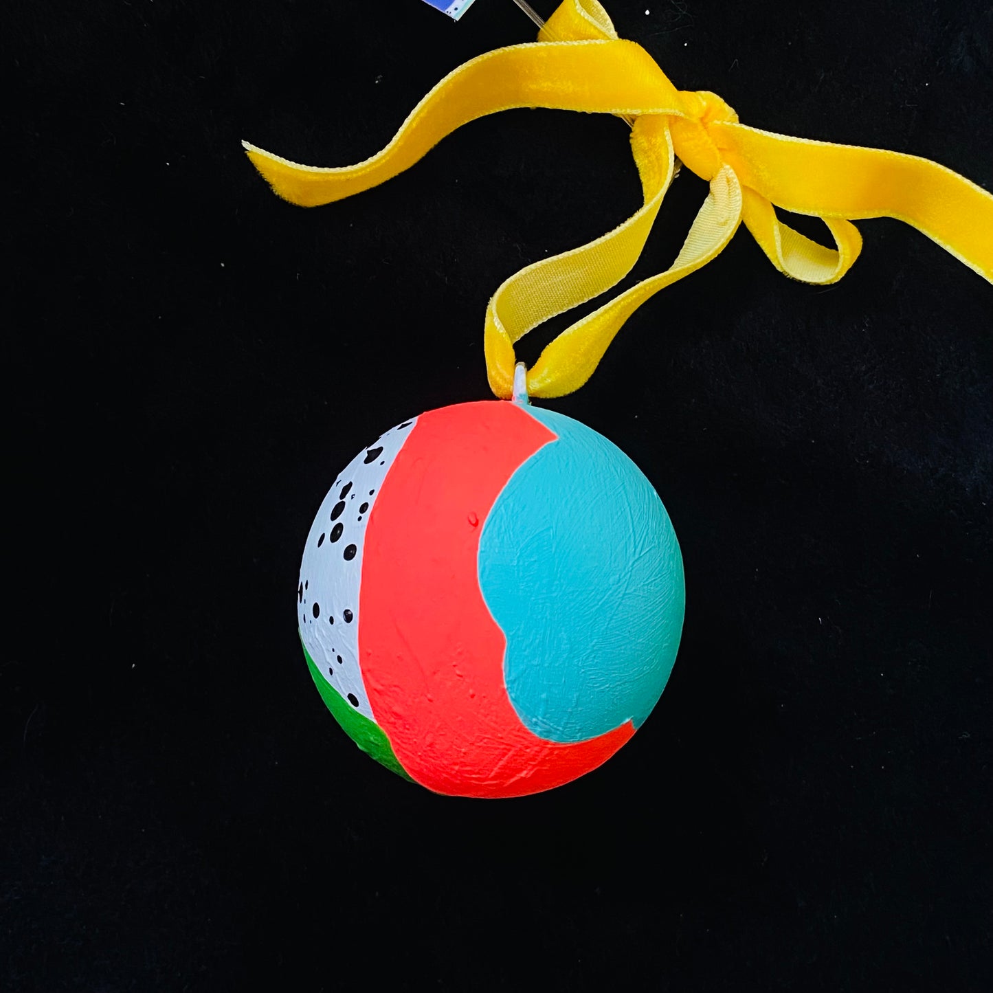 Ornament Painted Wood Ball Abstract Festive Colors