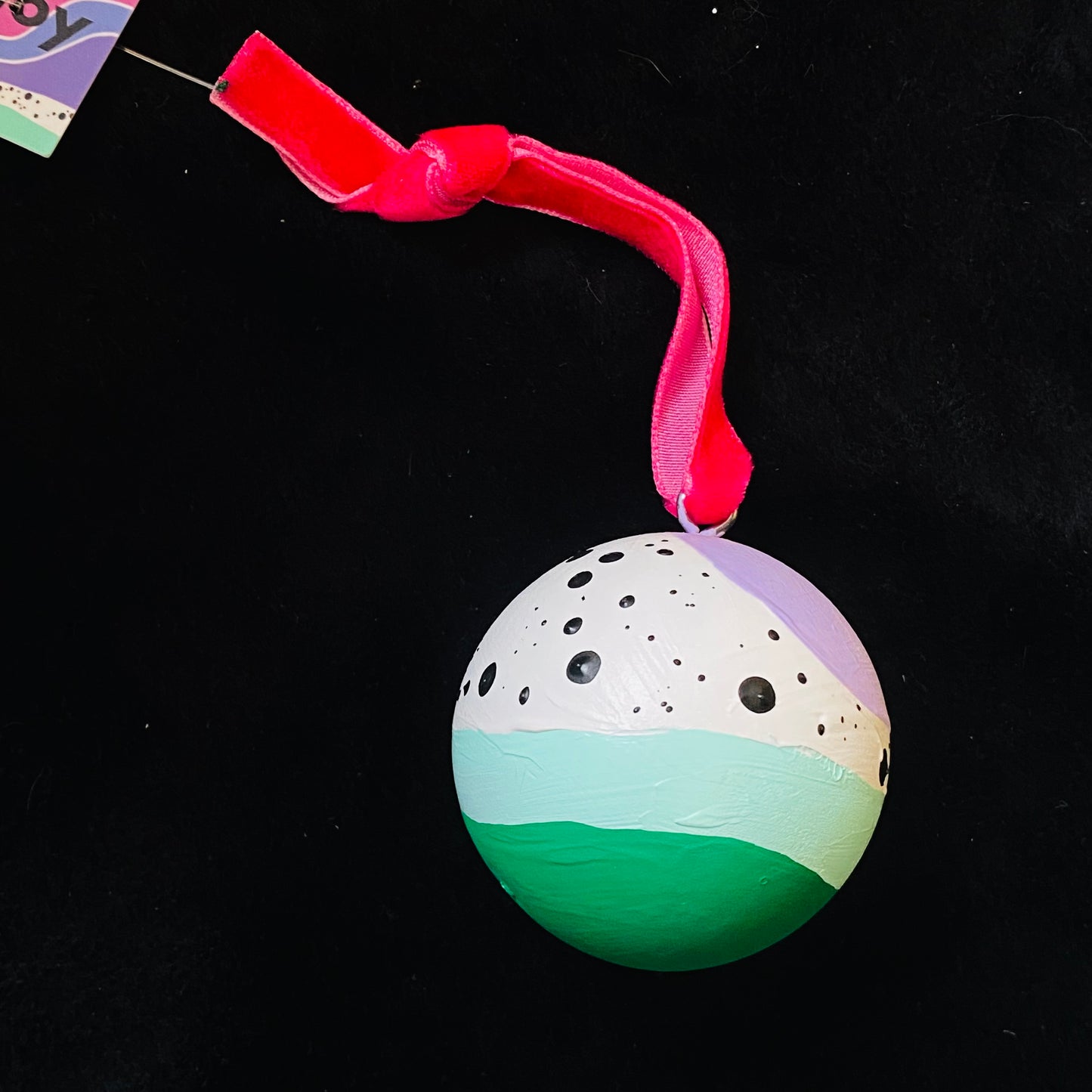 Ornament Painted Wood Ball Abstract Snow Over The Plains