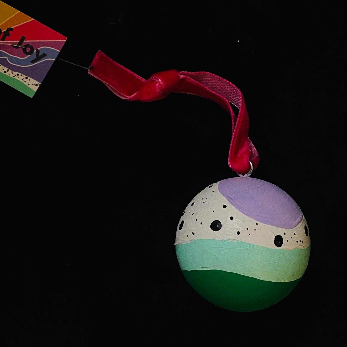 Ornament Painted Wood Ball Abstract Snow Over The Plains