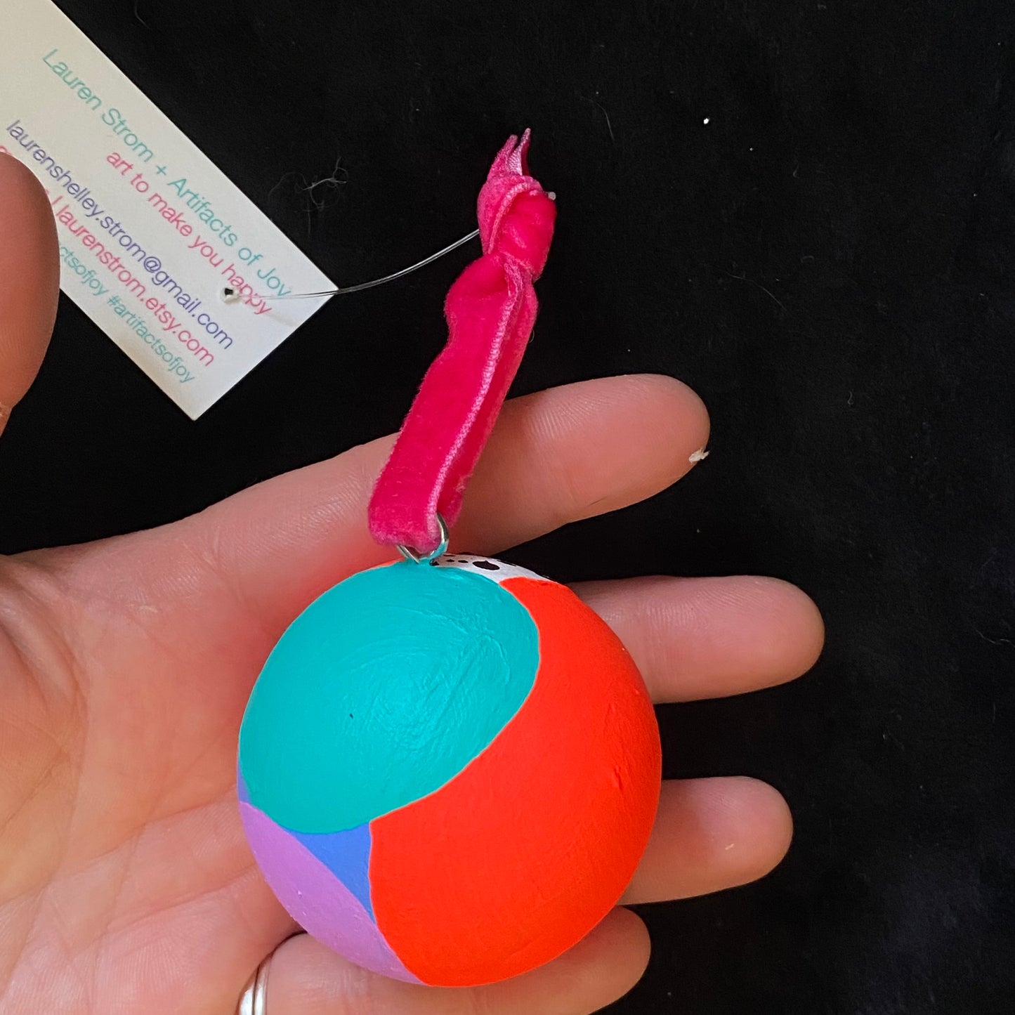 Ornament Painted Wood Ball Super Bright Future