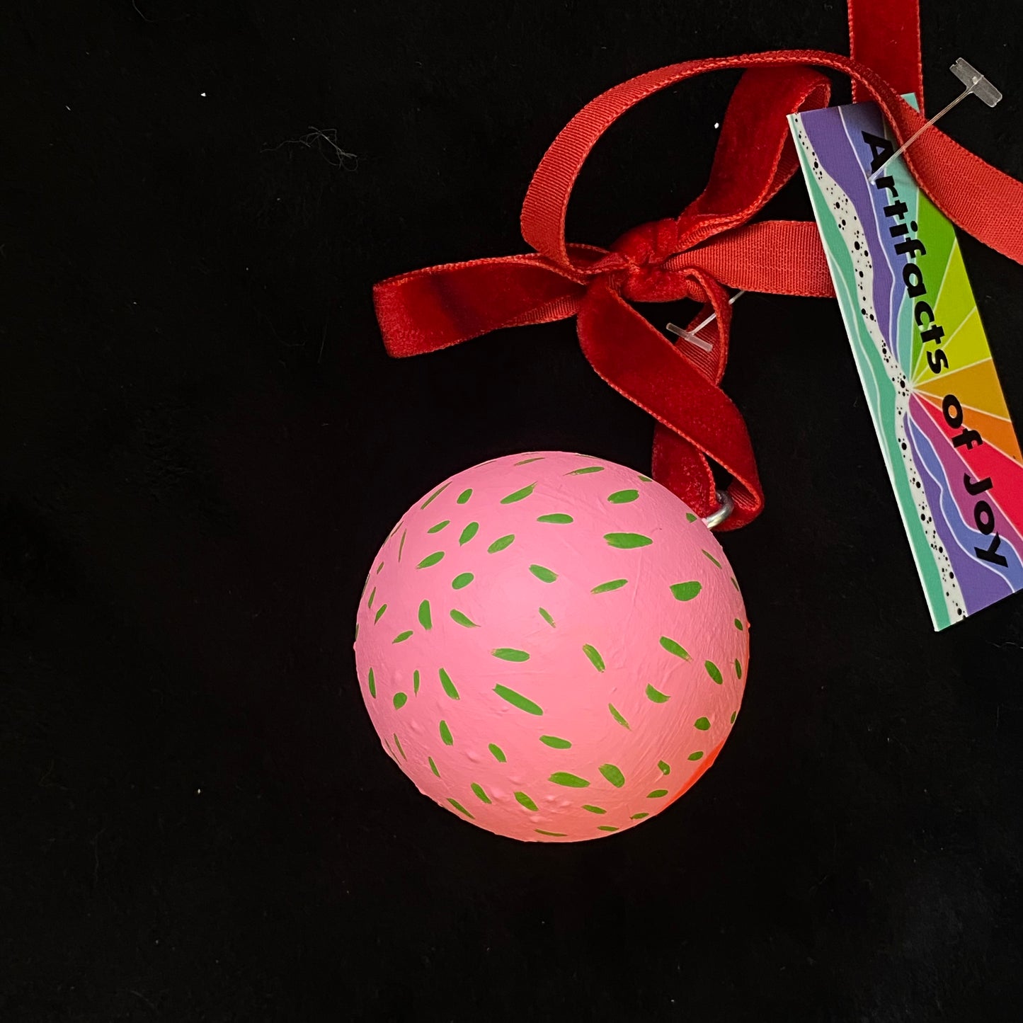 Ornament Painted Wooden Ball Red Flower