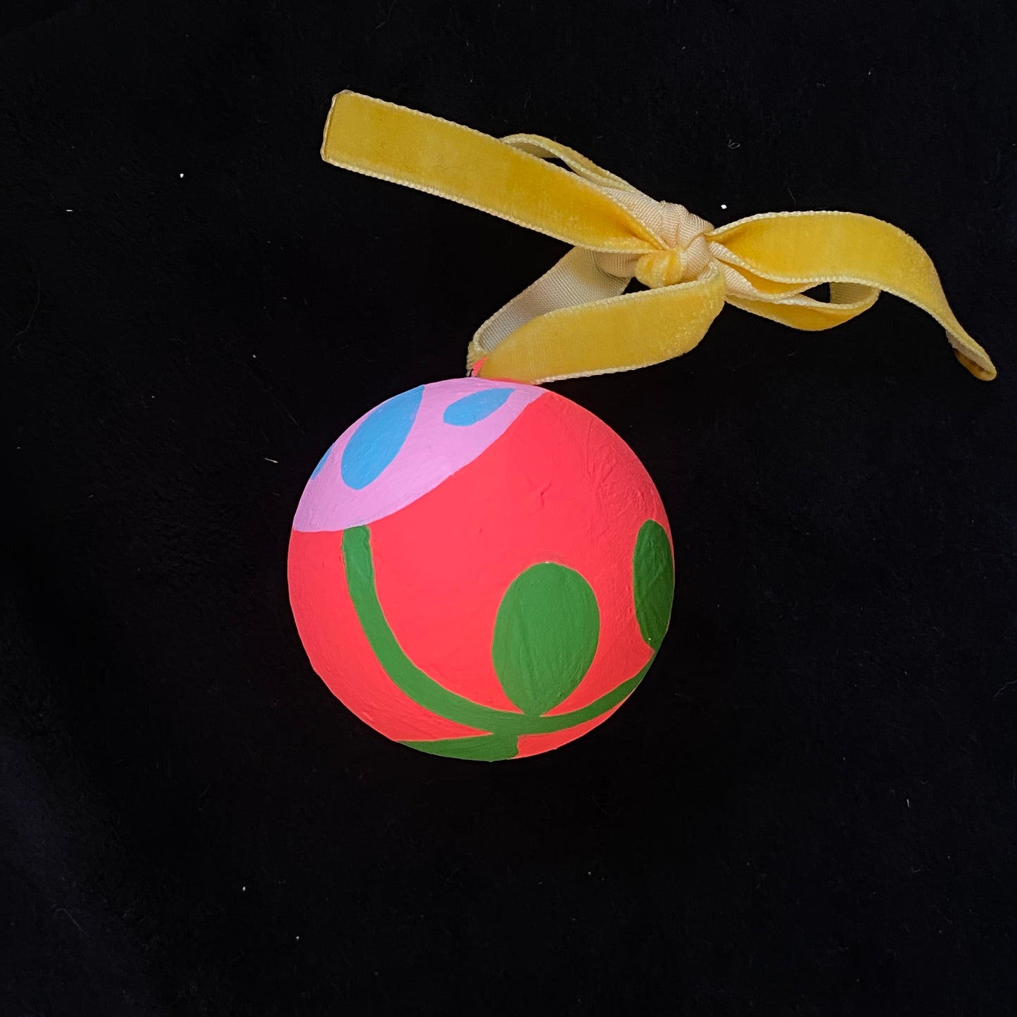 Ornament Painted Wood Ball Pinky Tulip Flower